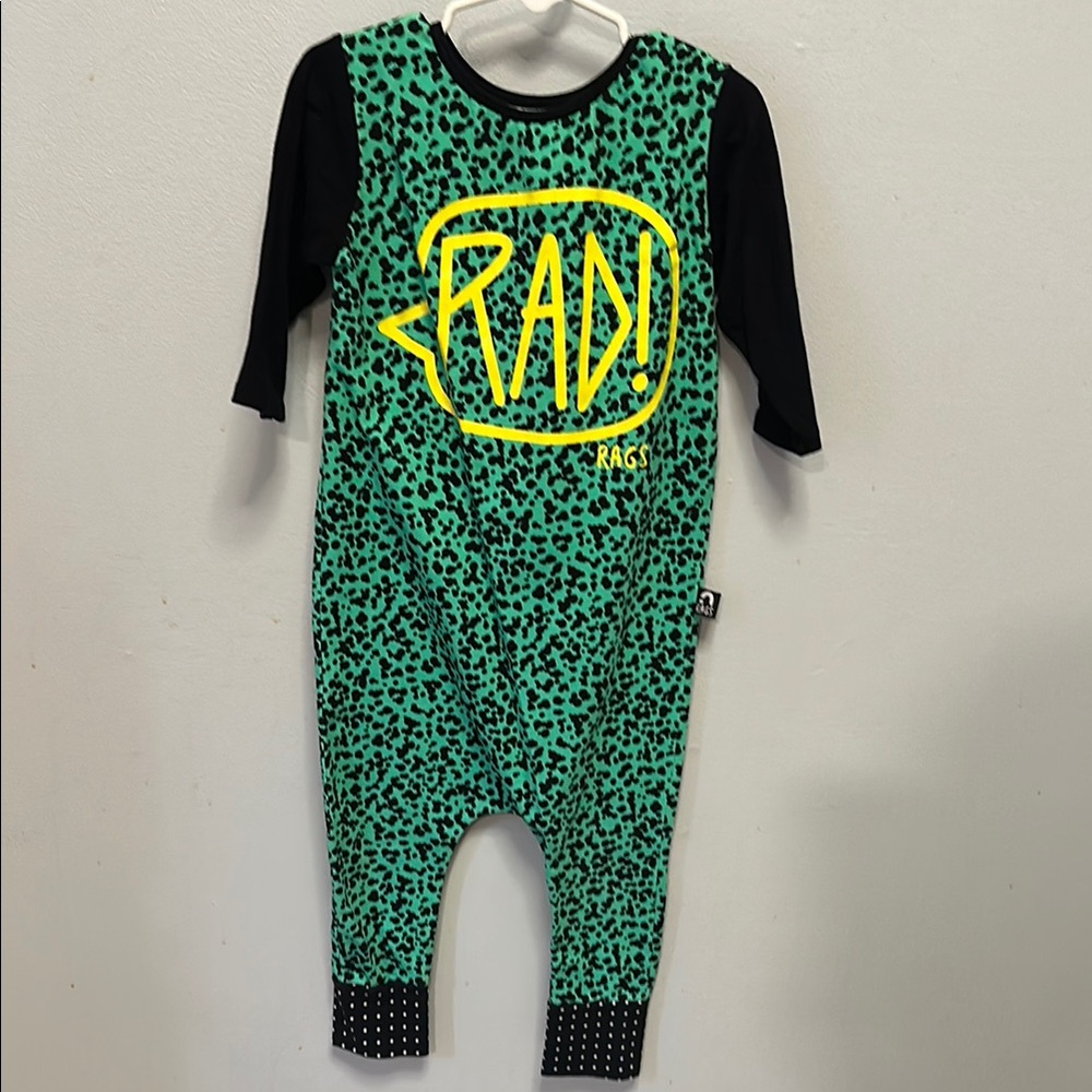 Rags to Raches Green and Black Kids One Piece